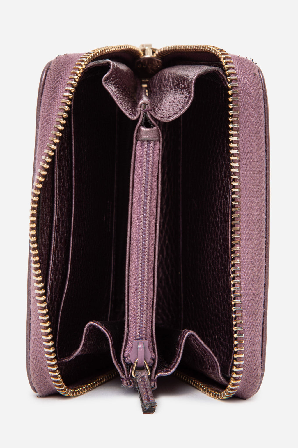 Gucci Vitello Range Soho Compact Disco Zip Around Wallet Purple
