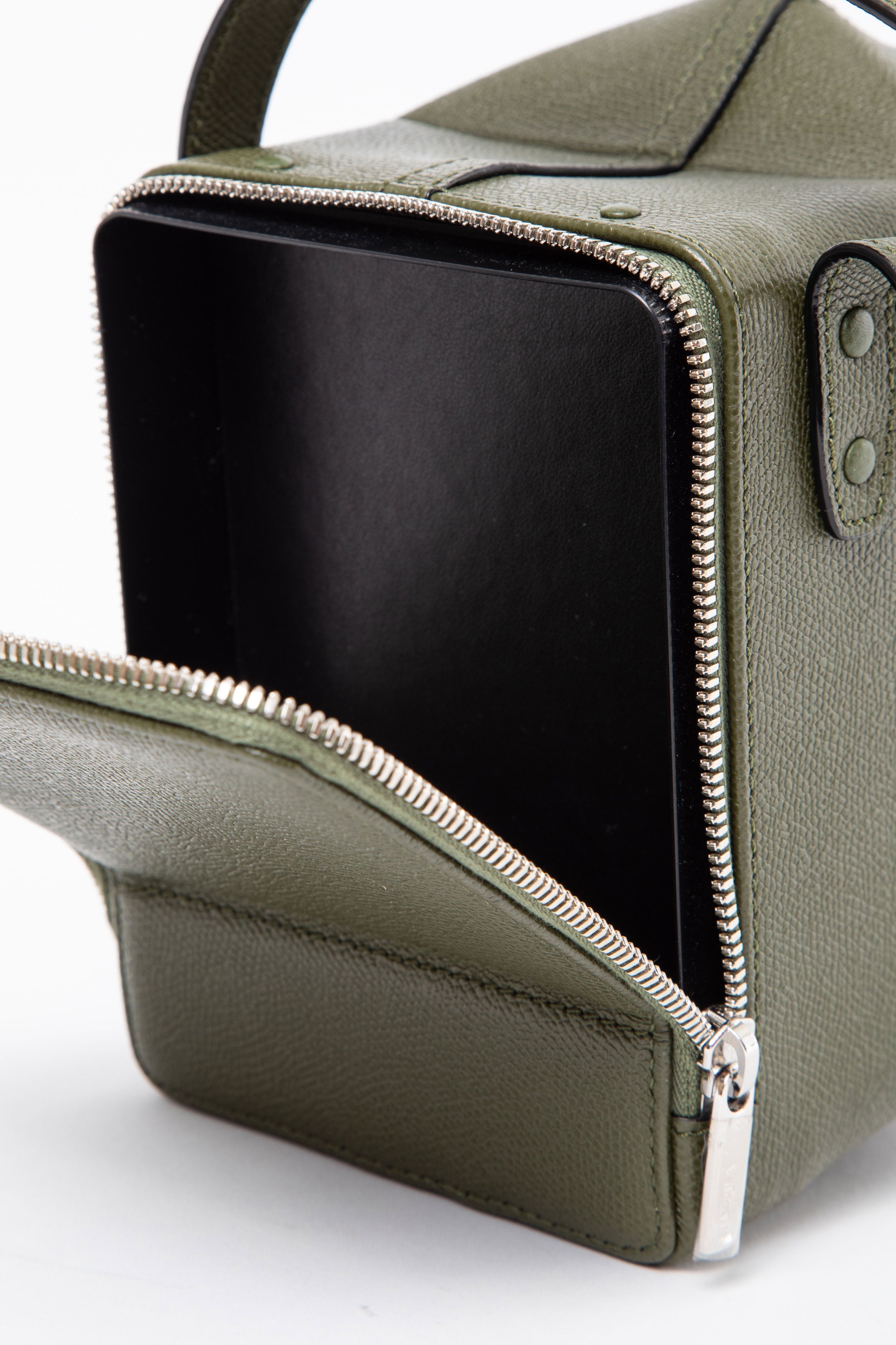 Valextra Calf Leather Tric Trac Bag With Strap Green