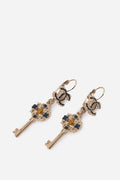 Pre-Owned Chanel 2017 CC Key Crystal Drop Earrings