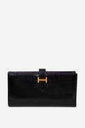 Hermes 2017 Box Leather Bearn Long Wallet Black