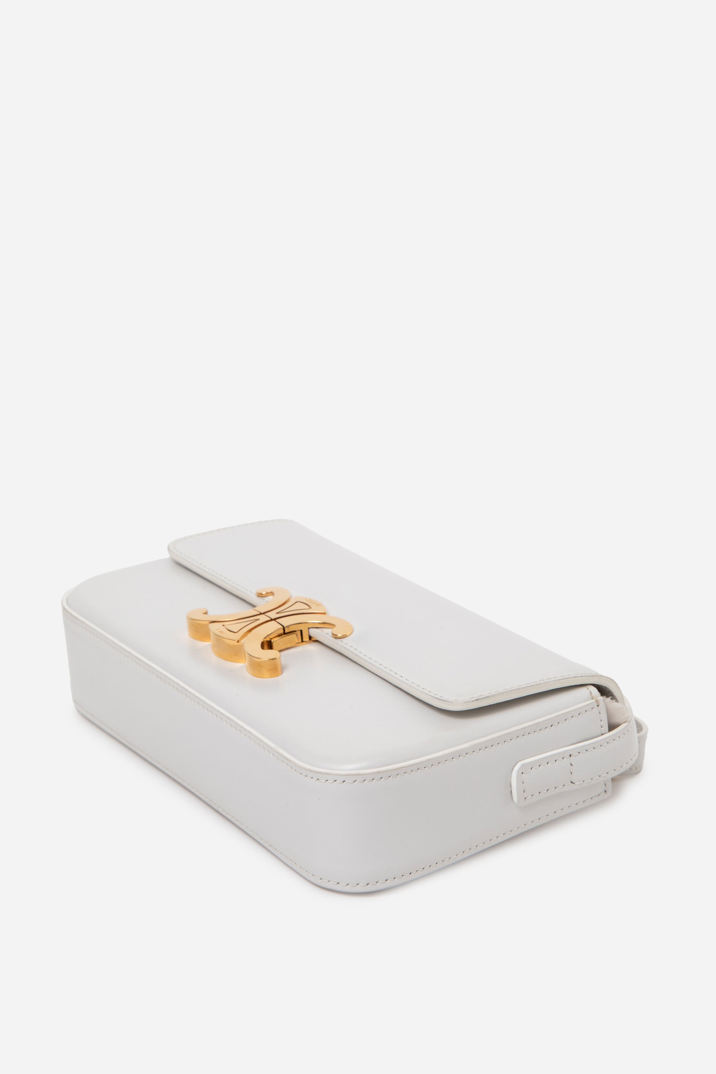Celine 2023 White Shiny Calfskin Claude Shoulder Bag
