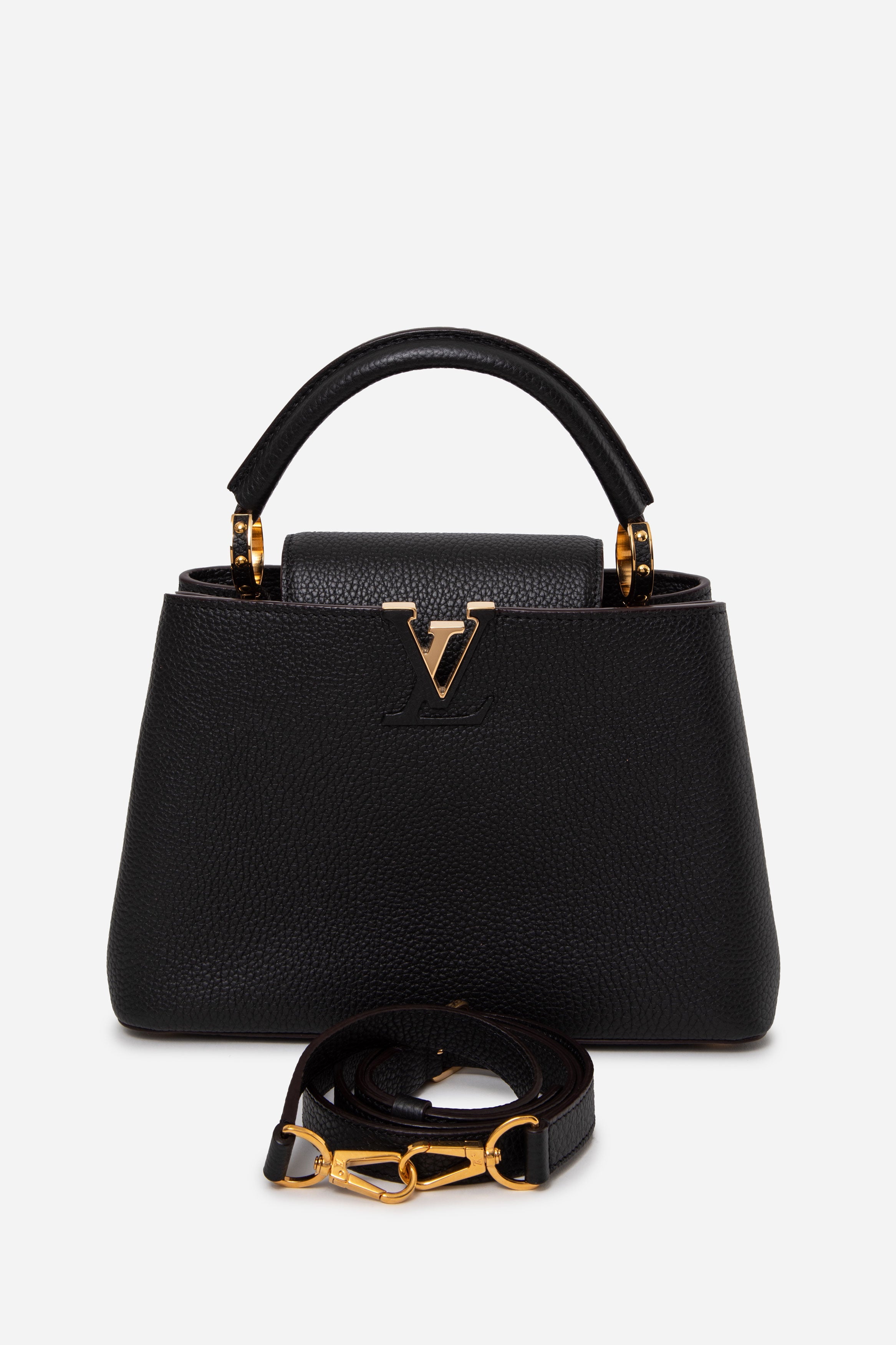 Louis Vuitton 2018 Black Taurillon Capucines BB Top Handle With Strap