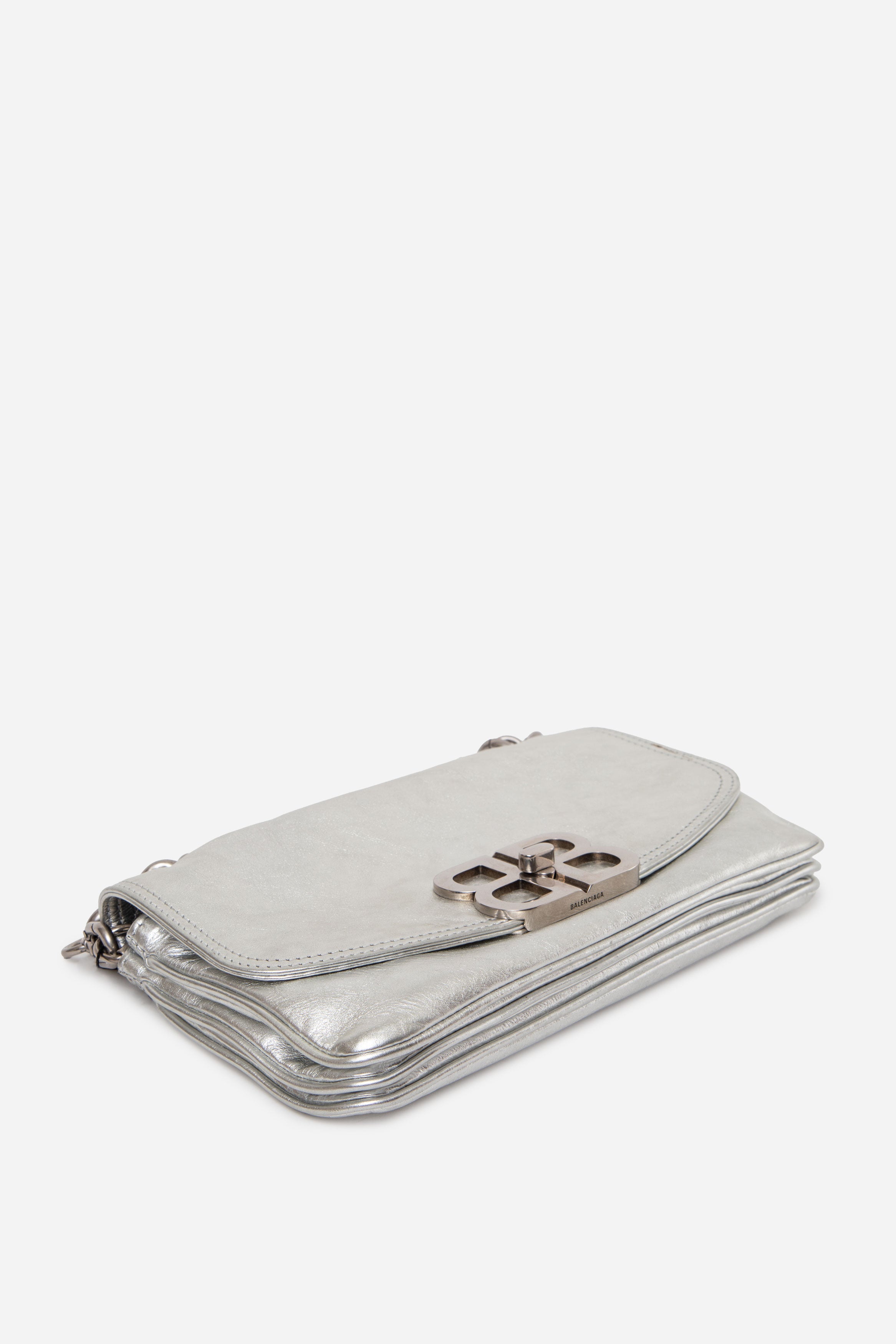 Balenciaga Metallic Peach Calfskin Small BB Soft Flap Bag