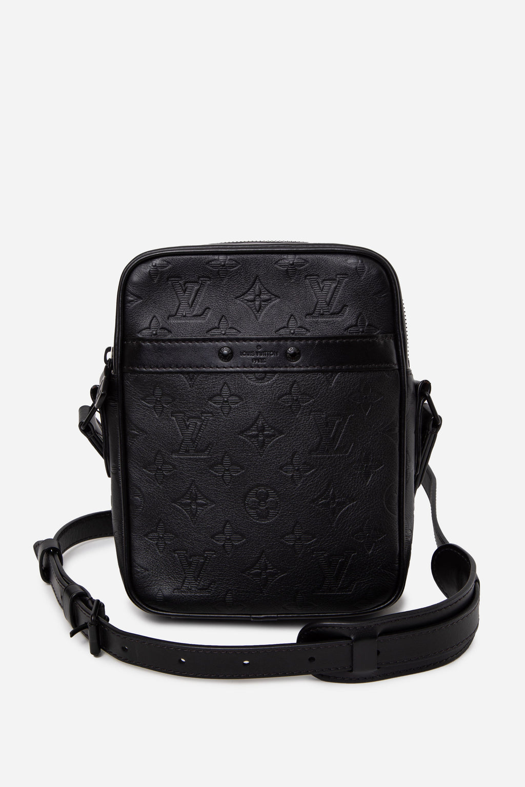 Louis Vuitton 2019 Calfskin Monogram Shadow Danube PM Crossbody Black