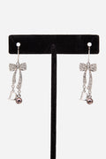 Christian Dior Crystal Bow Earrings Silver-Tone