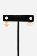 Christian Dior Pearl Mise En Dior Logo Tribal Earrings