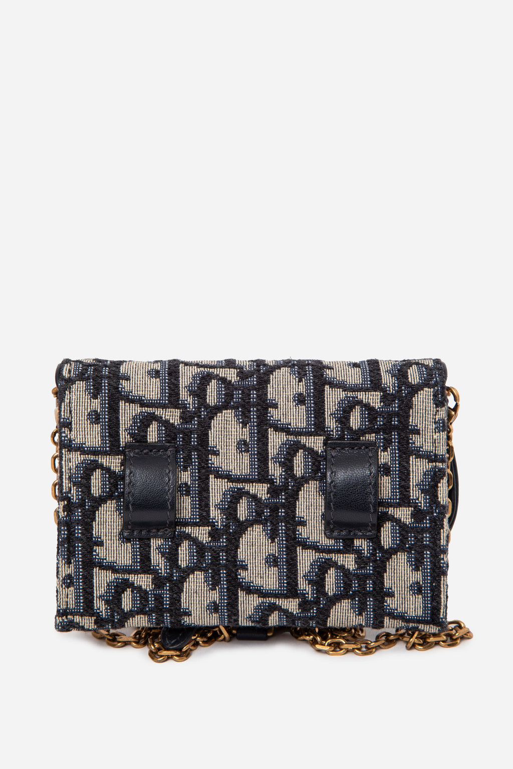 Christian Dior Oblique Nano Saddle Chain Pouch Blue