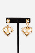 Pre-Owned Chanel 2019 Pearl Heart CC Drop Earrings
