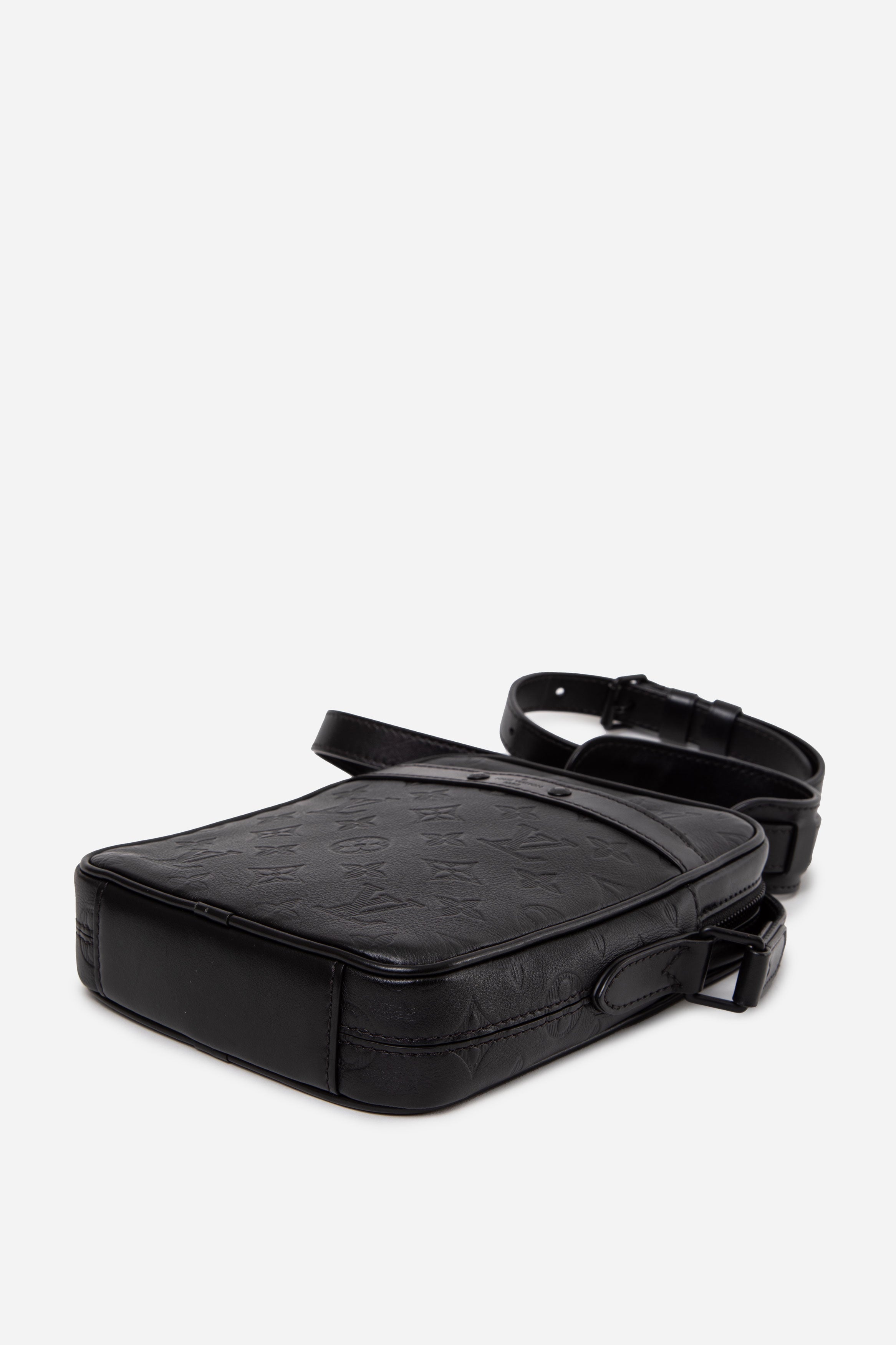 Louis Vuitton 2019 Calfskin Monogram Shadow Danube PM Crossbody Black