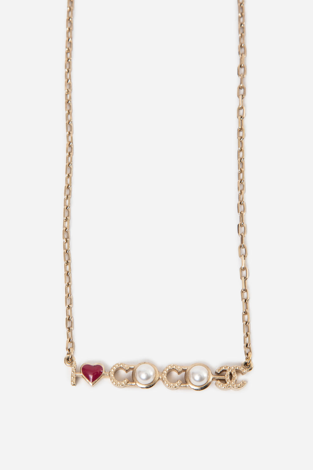 Pre-Owned Chanel “I Love COCO” Pearl & Enamel Necklace