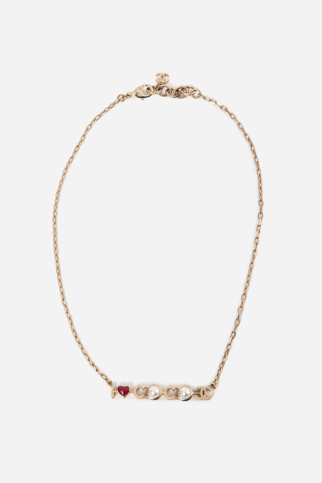 Pre-Owned Chanel “I Love COCO” Pearl & Enamel Necklace