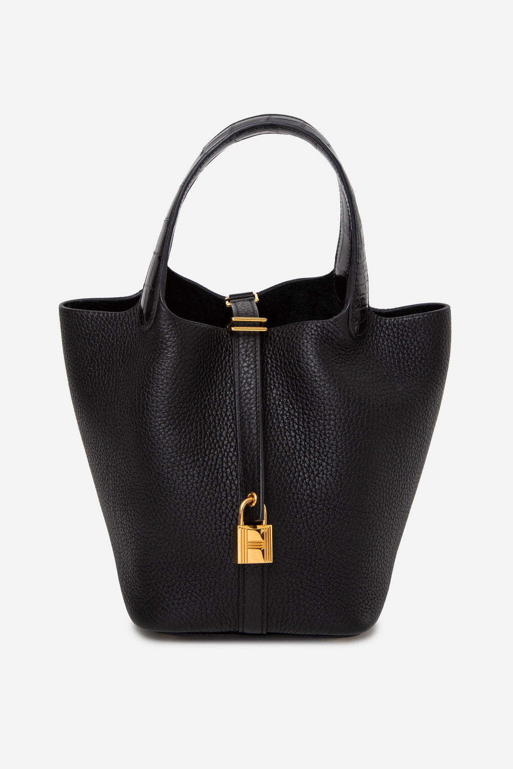 Hermes 2020 Black Taurillon Clemence Matte Alligator Picotin Lock Touch 18 PM