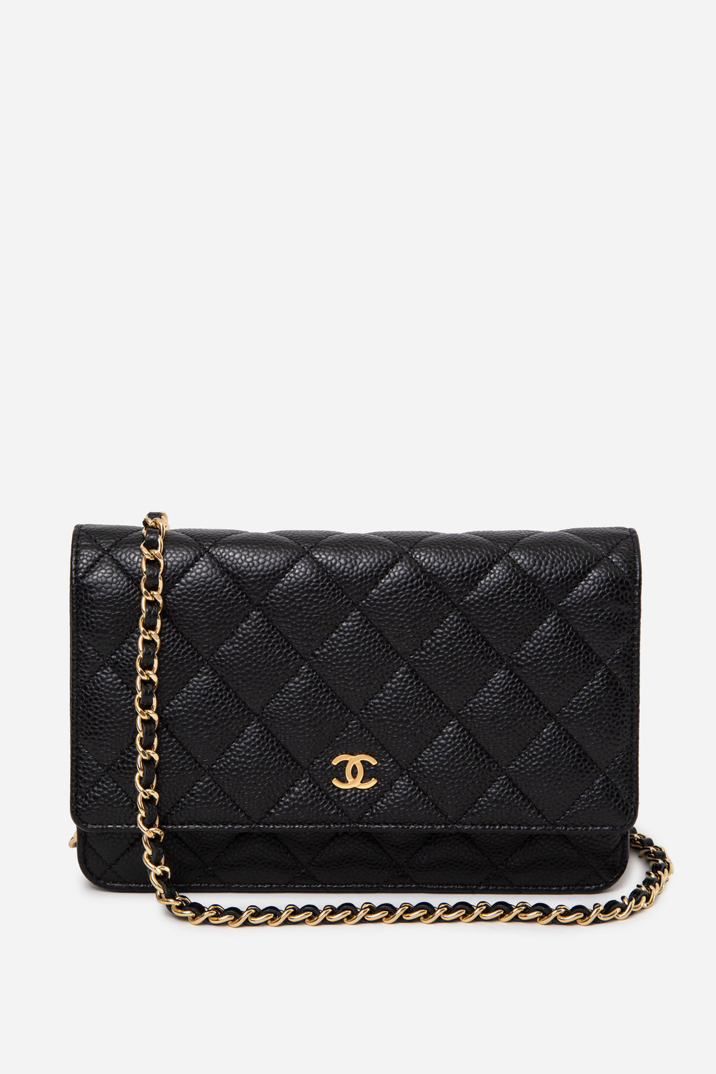 Pre-Owned Chanel 2014 Caviar Wallet On Chain Black