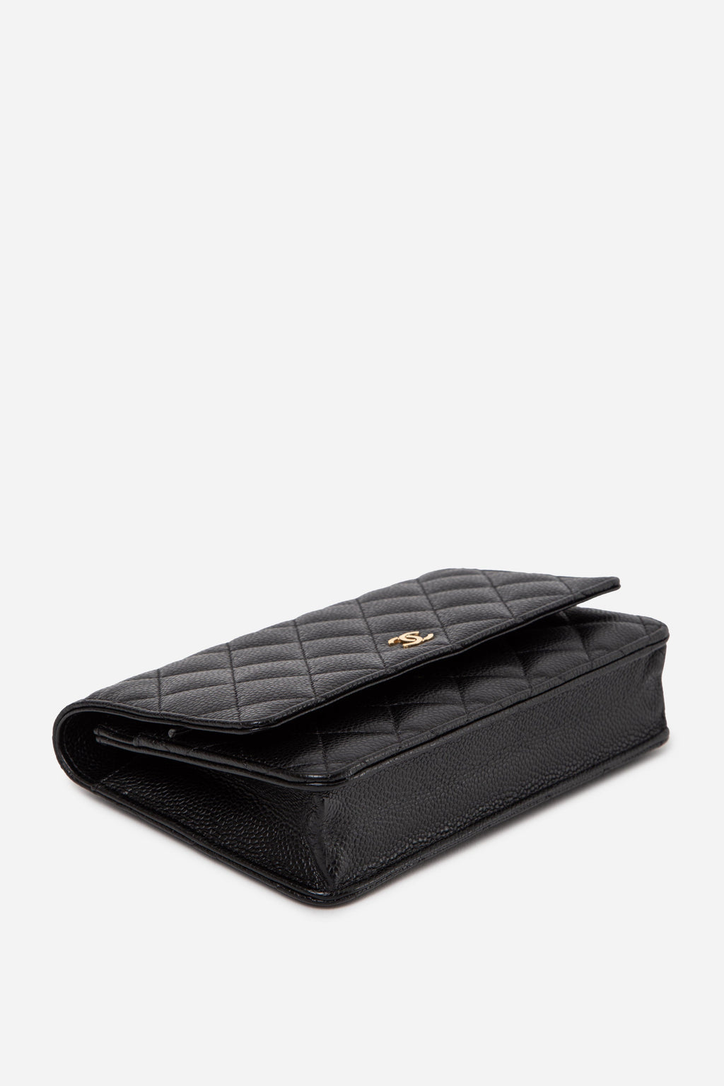 Pre-Owned Chanel 2014 Caviar Wallet On Chain Black