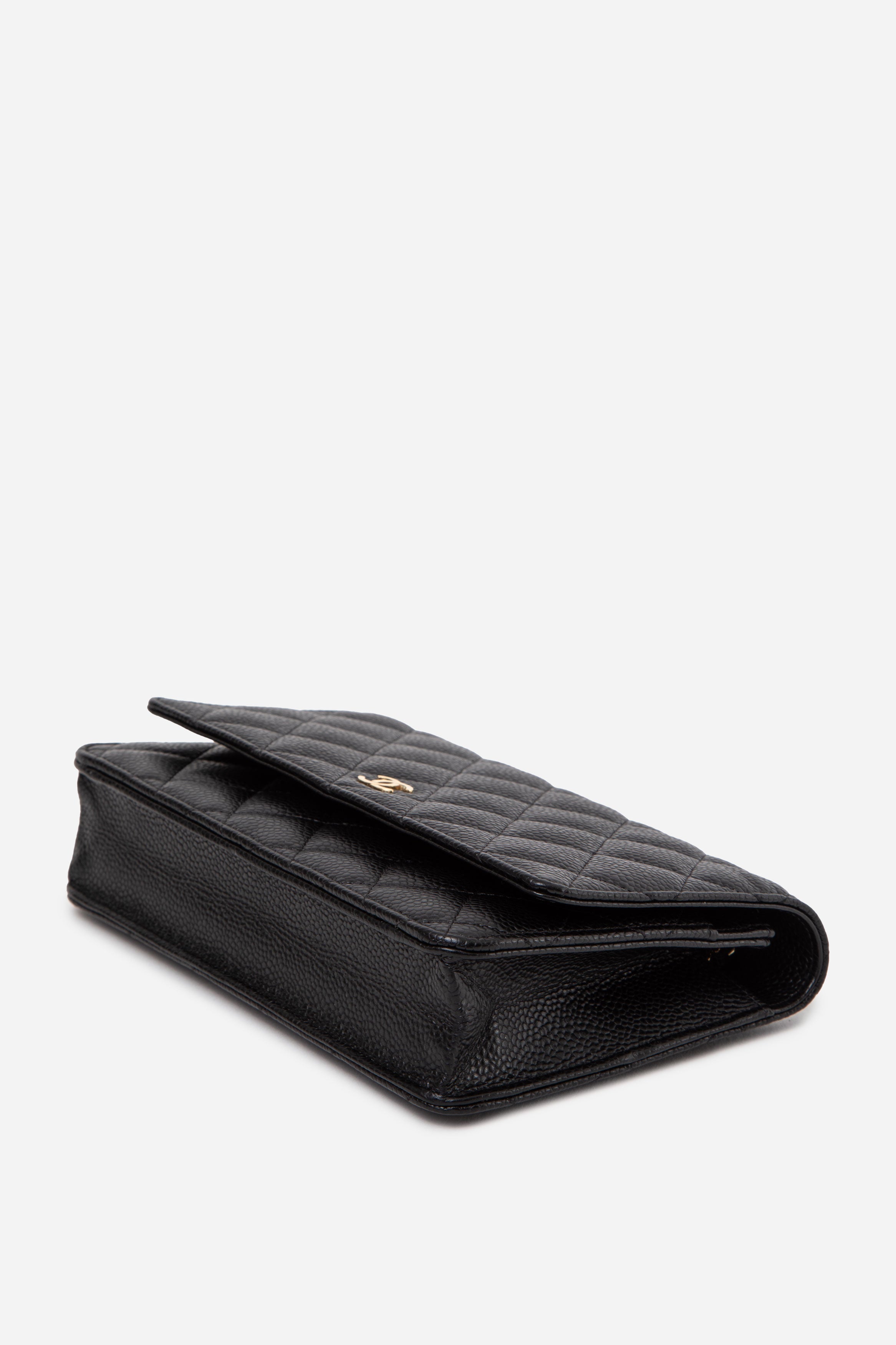 Pre-Owned Chanel 2014 Caviar Wallet On Chain Black
