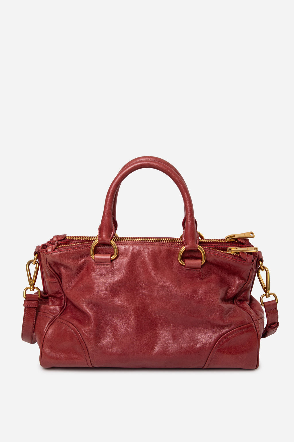 Miu Miu Vitello Shine Double Zip Tote With Strap
