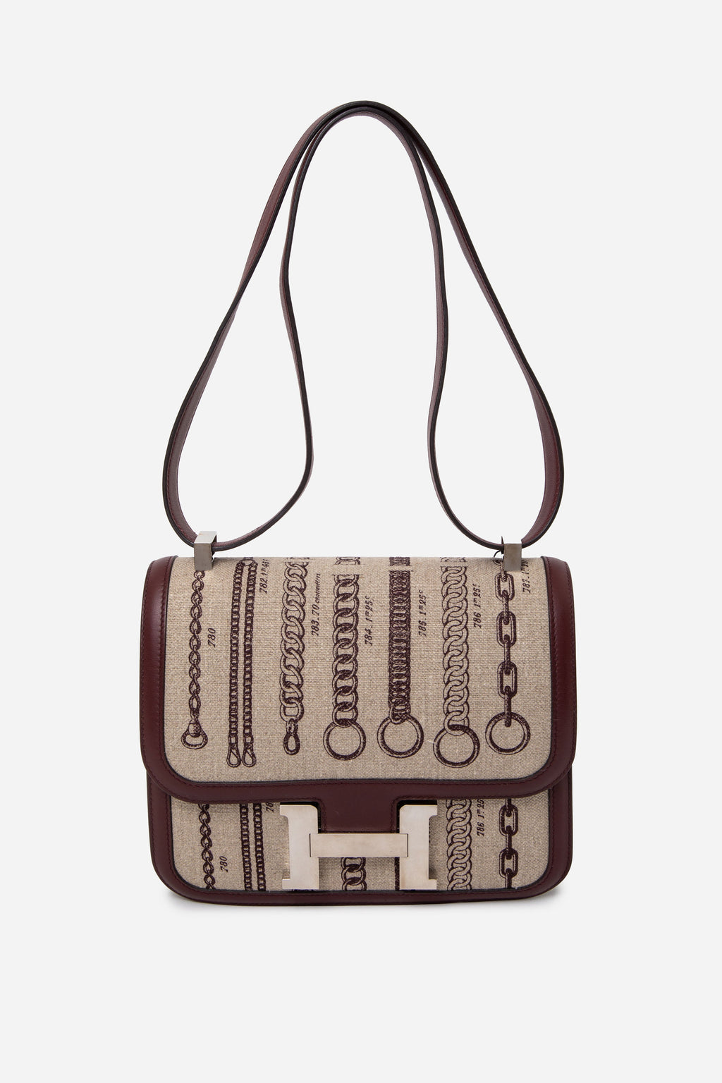 Hermes Swift Toile Dechainee Constance 24 Bordeaux PHW