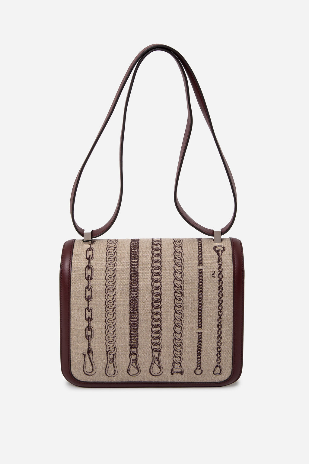 Hermes Swift Toile Dechainee Constance 24 Bordeaux PHW