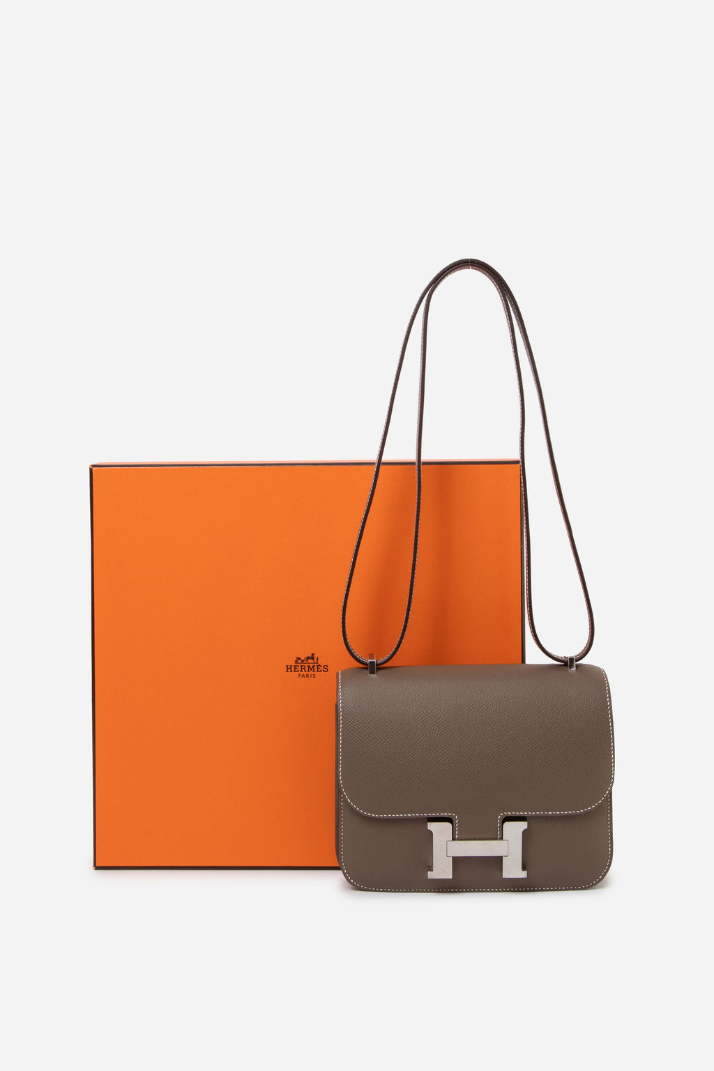 Hermès 2023 Etoupe Epsom Leather Constance 18 PHW