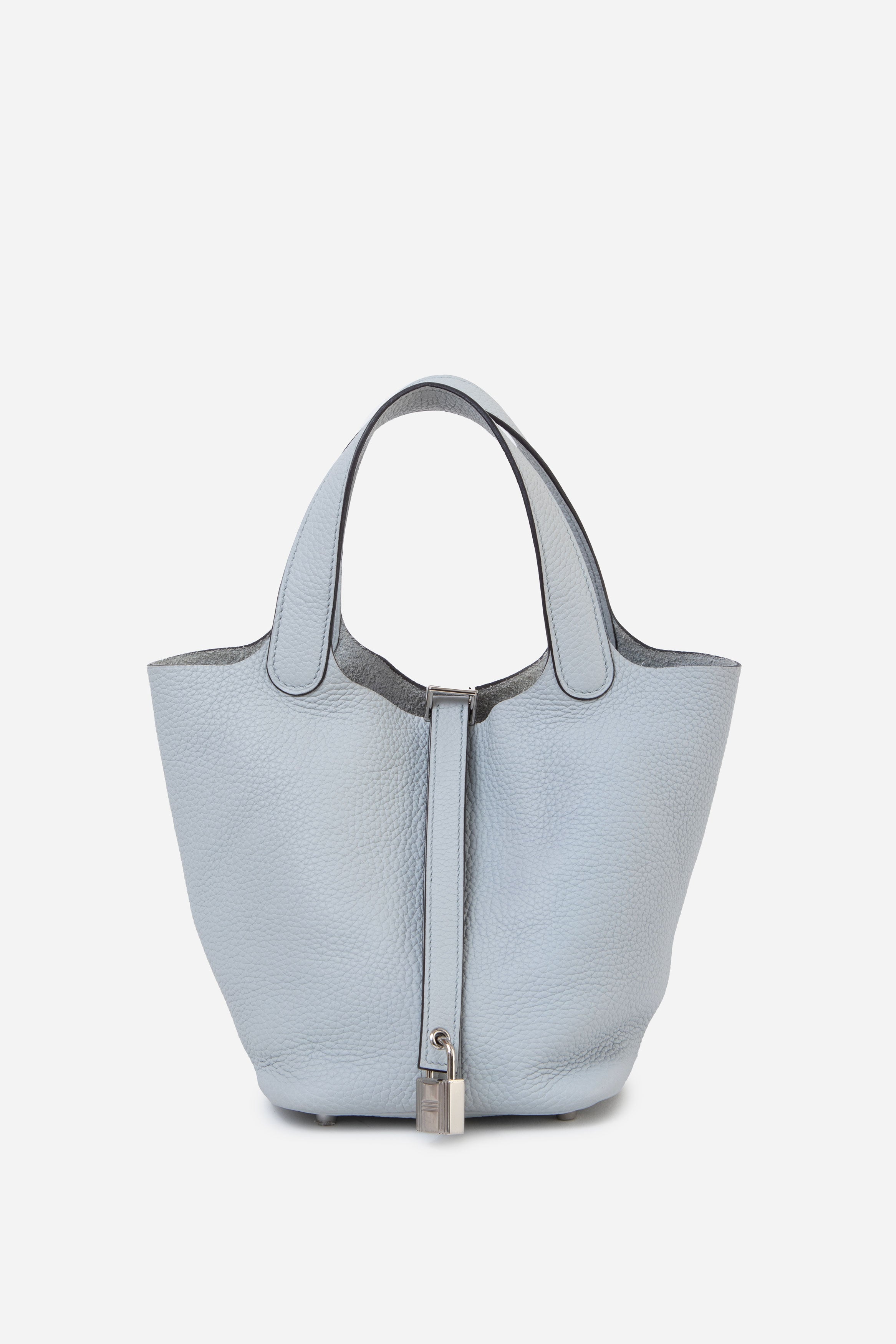 Hermès 2021 Blue Pale Clemence Leather Picotin 18 PM