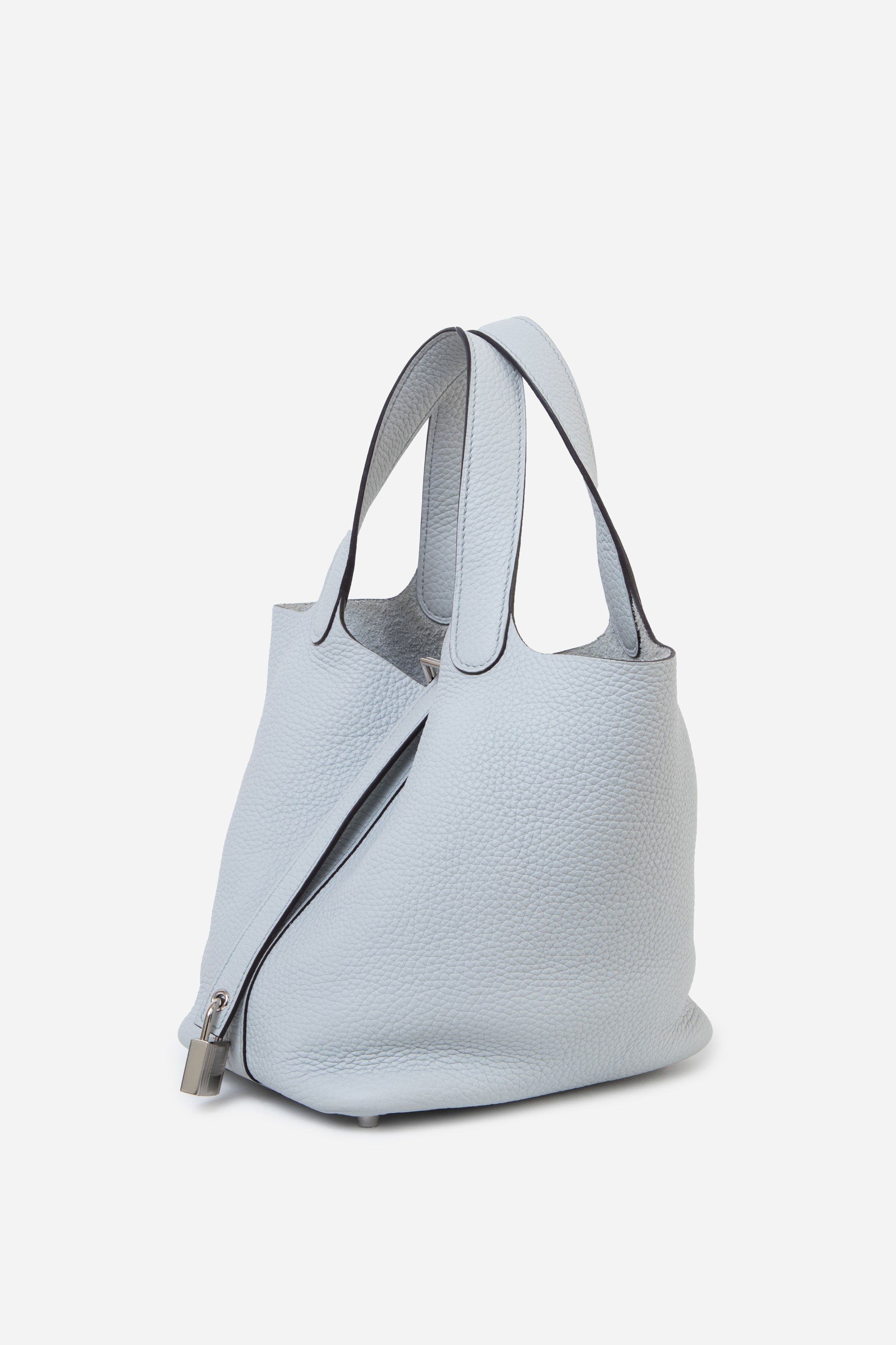 Hermès 2021 Blue Pale Clemence Leather Picotin 18 PM