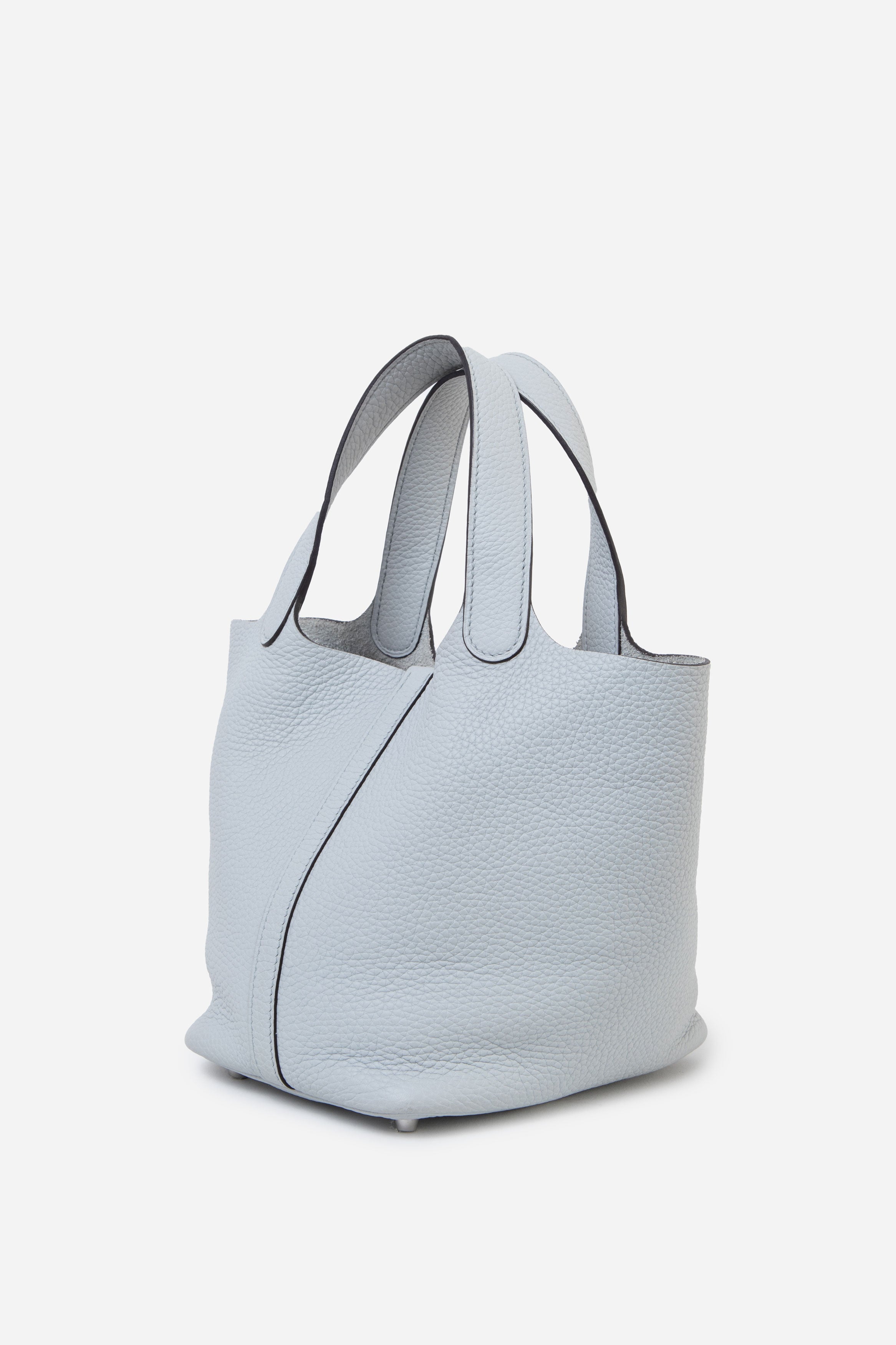 Hermès 2021 Blue Pale Clemence Leather Picotin 18 PM