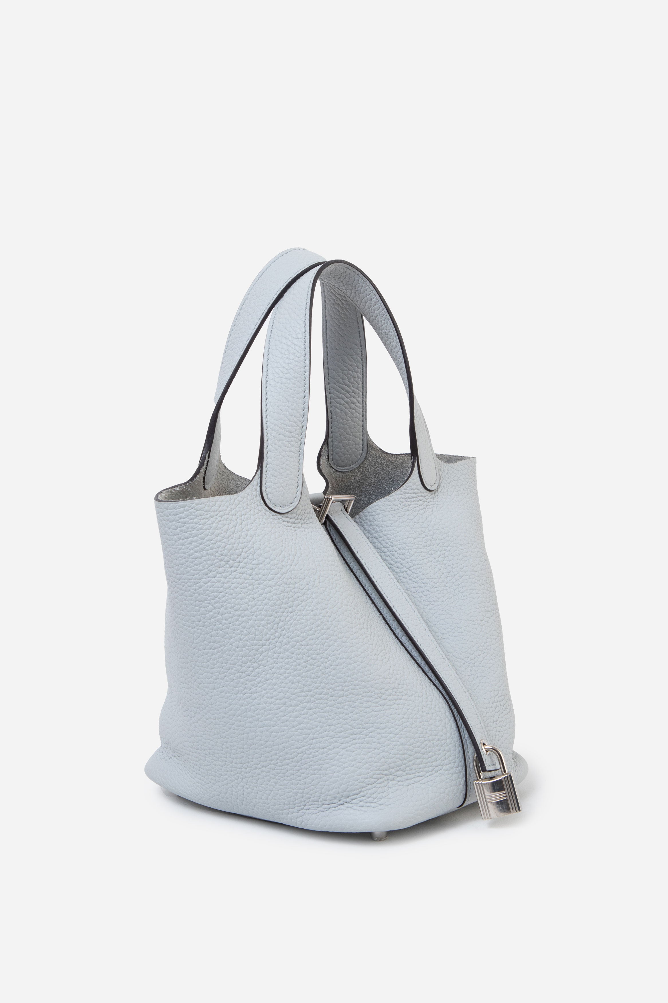 Hermès 2021 Blue Pale Clemence Leather Picotin 18 PM