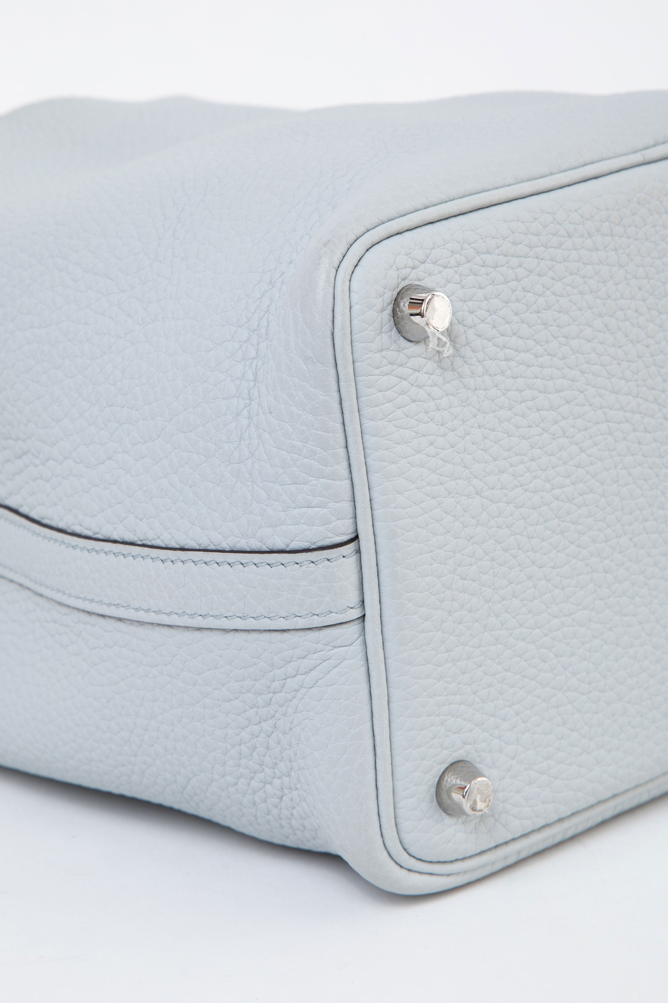 Hermès 2021 Blue Pale Clemence Leather Picotin 18 PM