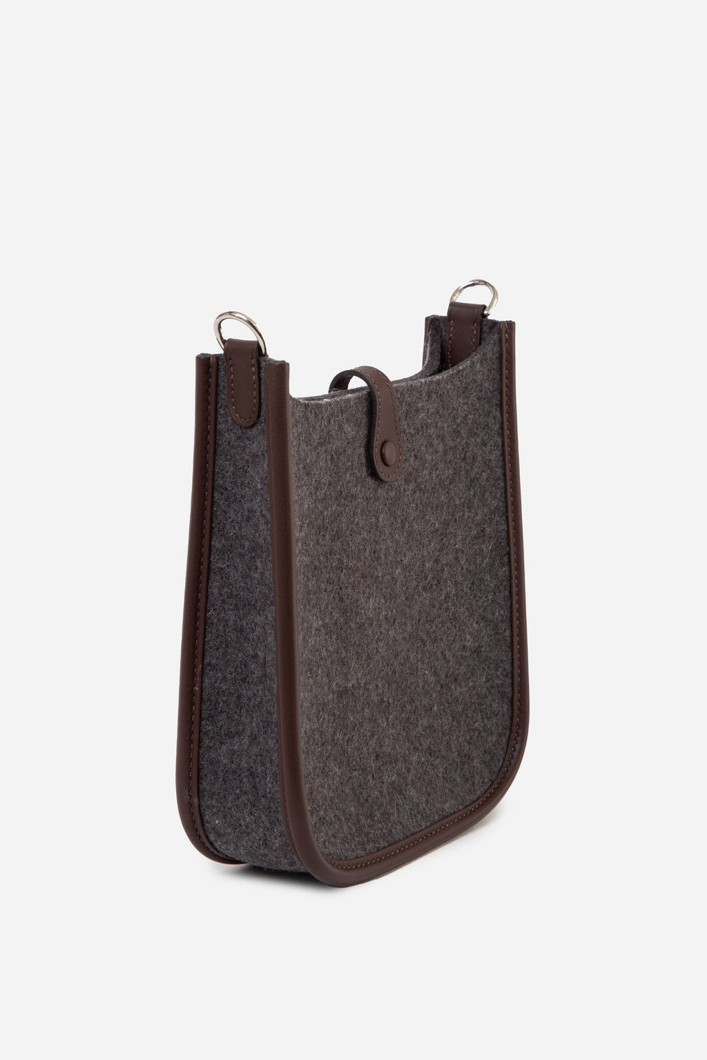 Hermes 2022 Grey Wool & Swift Leather Mini Evelyne