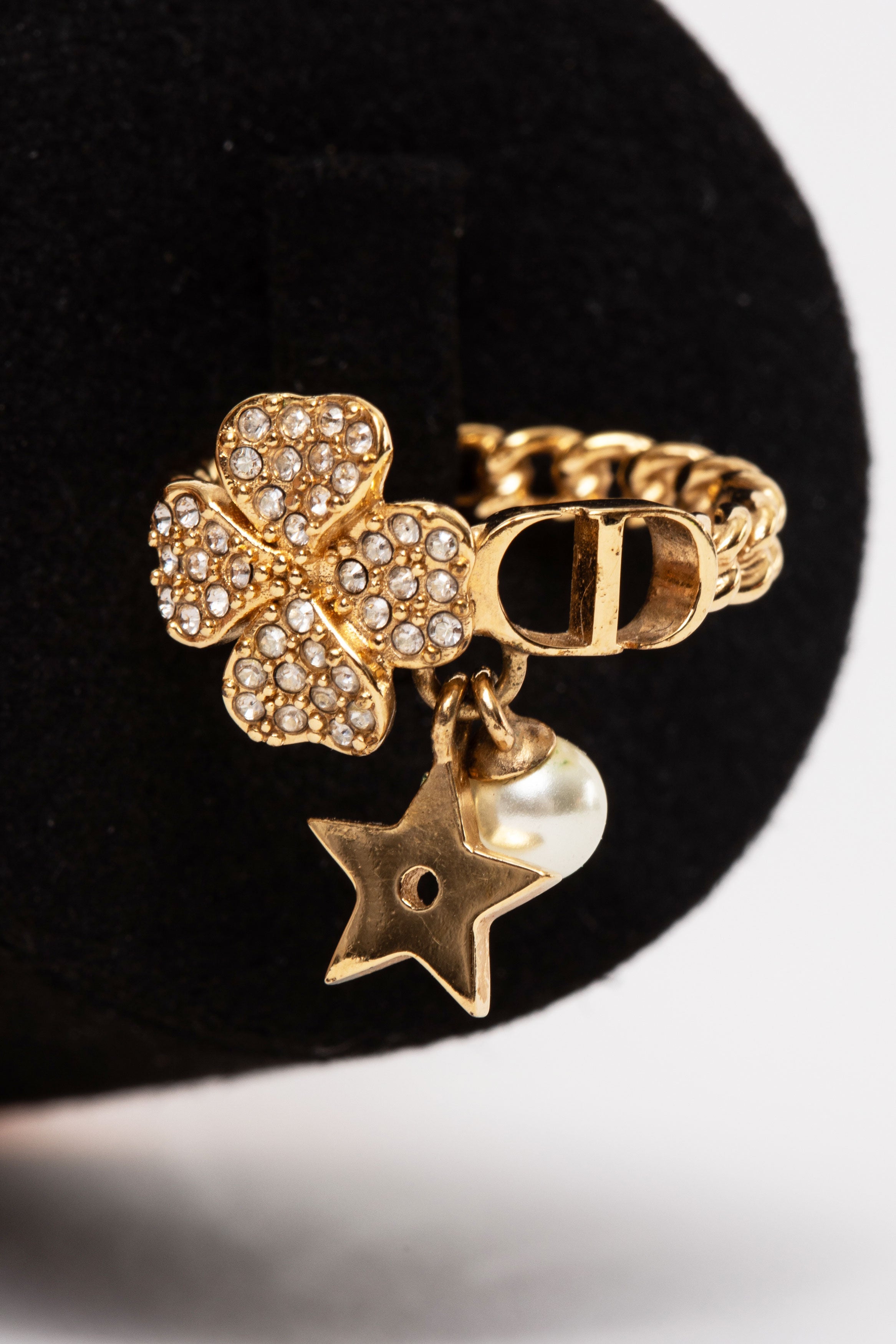 Dior D-Clover Faux Pearl Ring