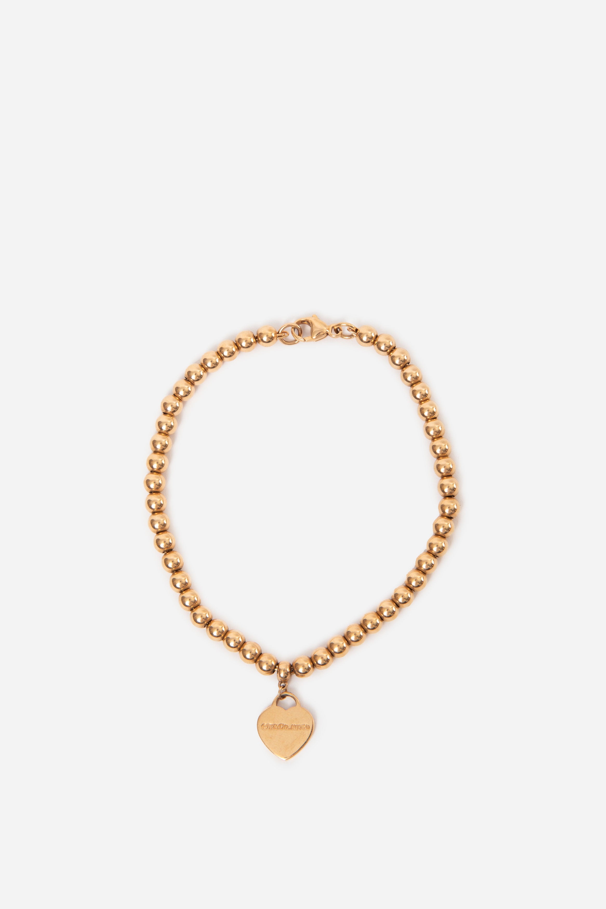 Tiffany & Co. 18K Heart Tag Bead Bracelet in Yellow Gold