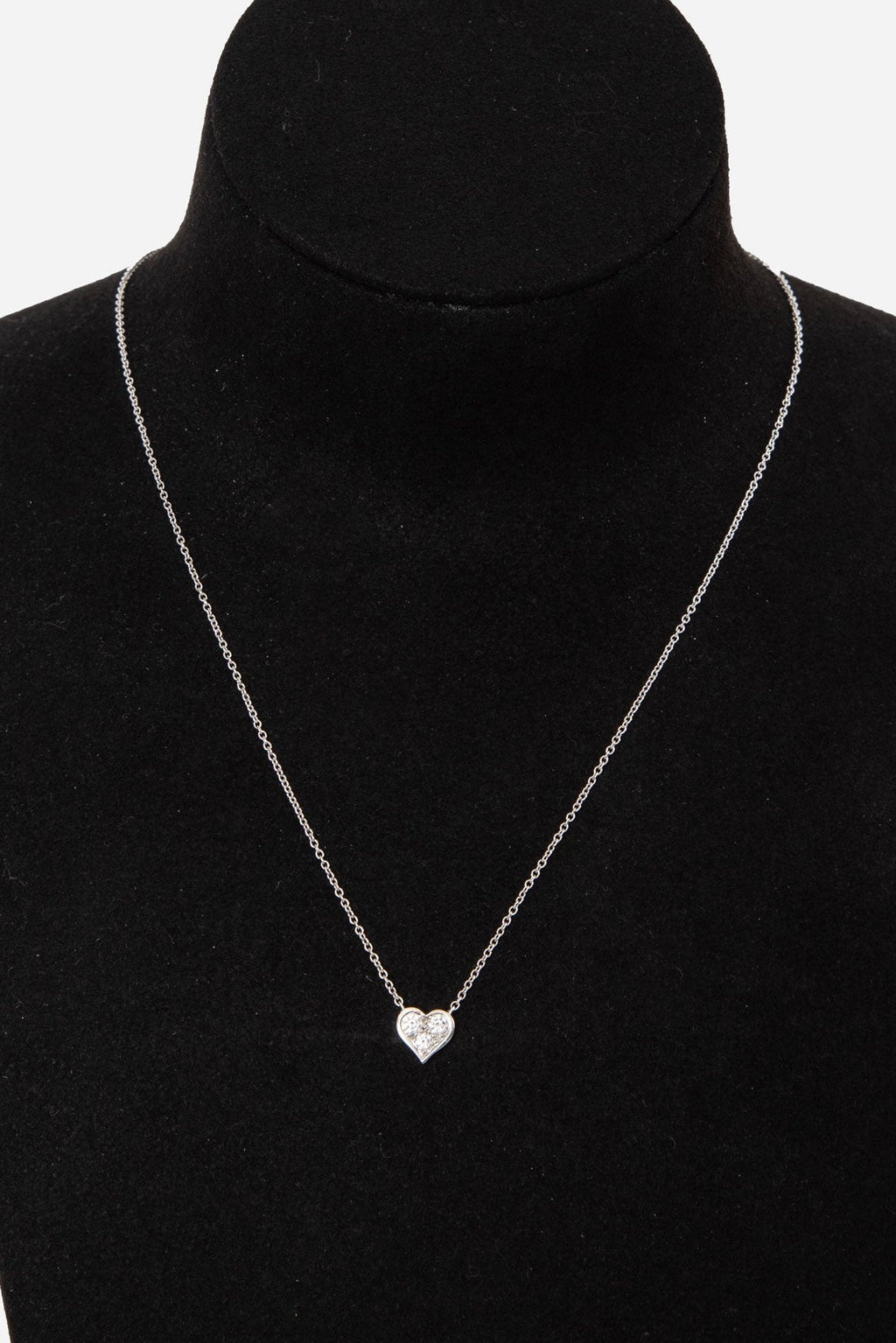 Tiffany Platinum Three Diamond Heart Necklace PT950