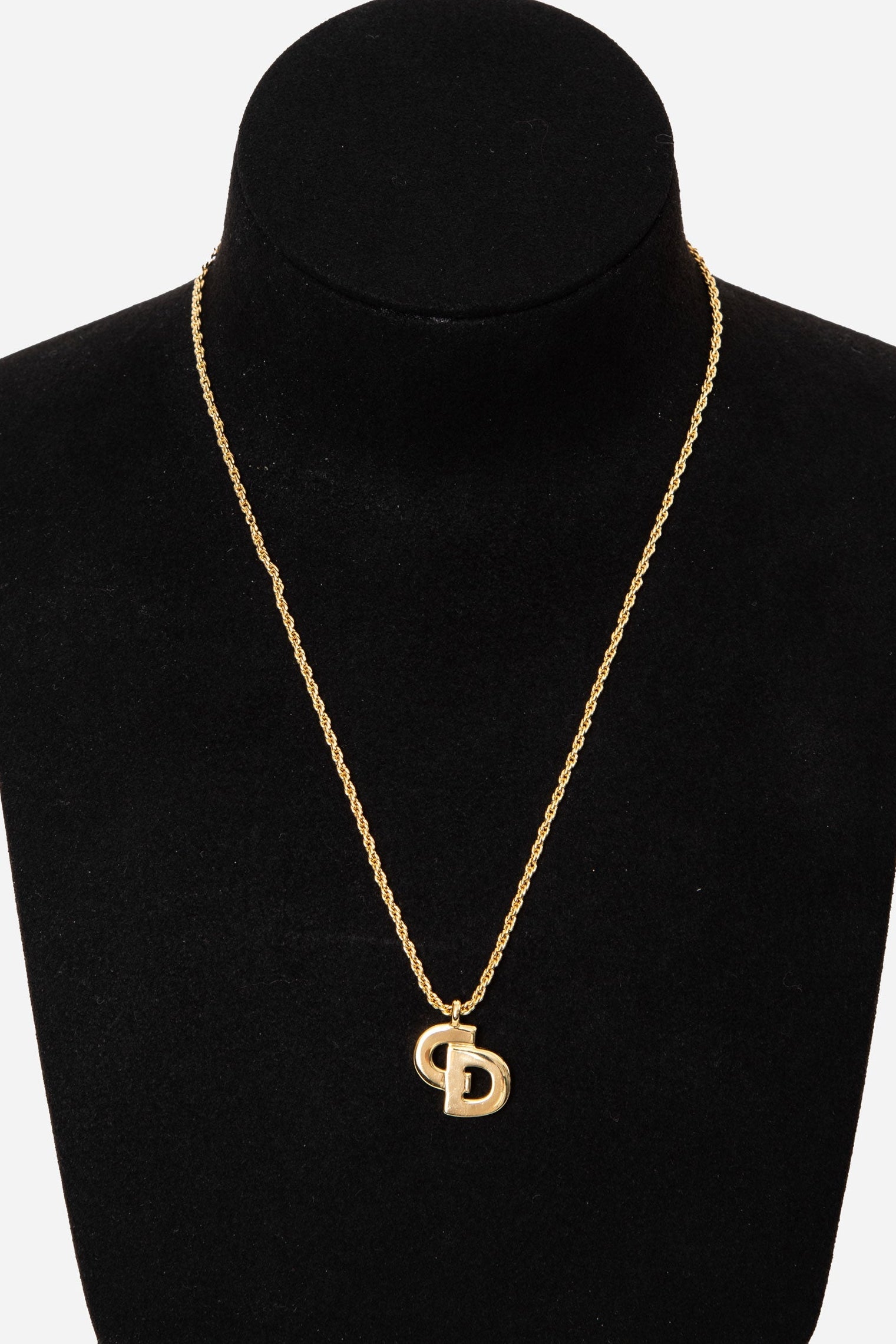 Christian Dior Vintage Gold-Tone CD Logo Necklace