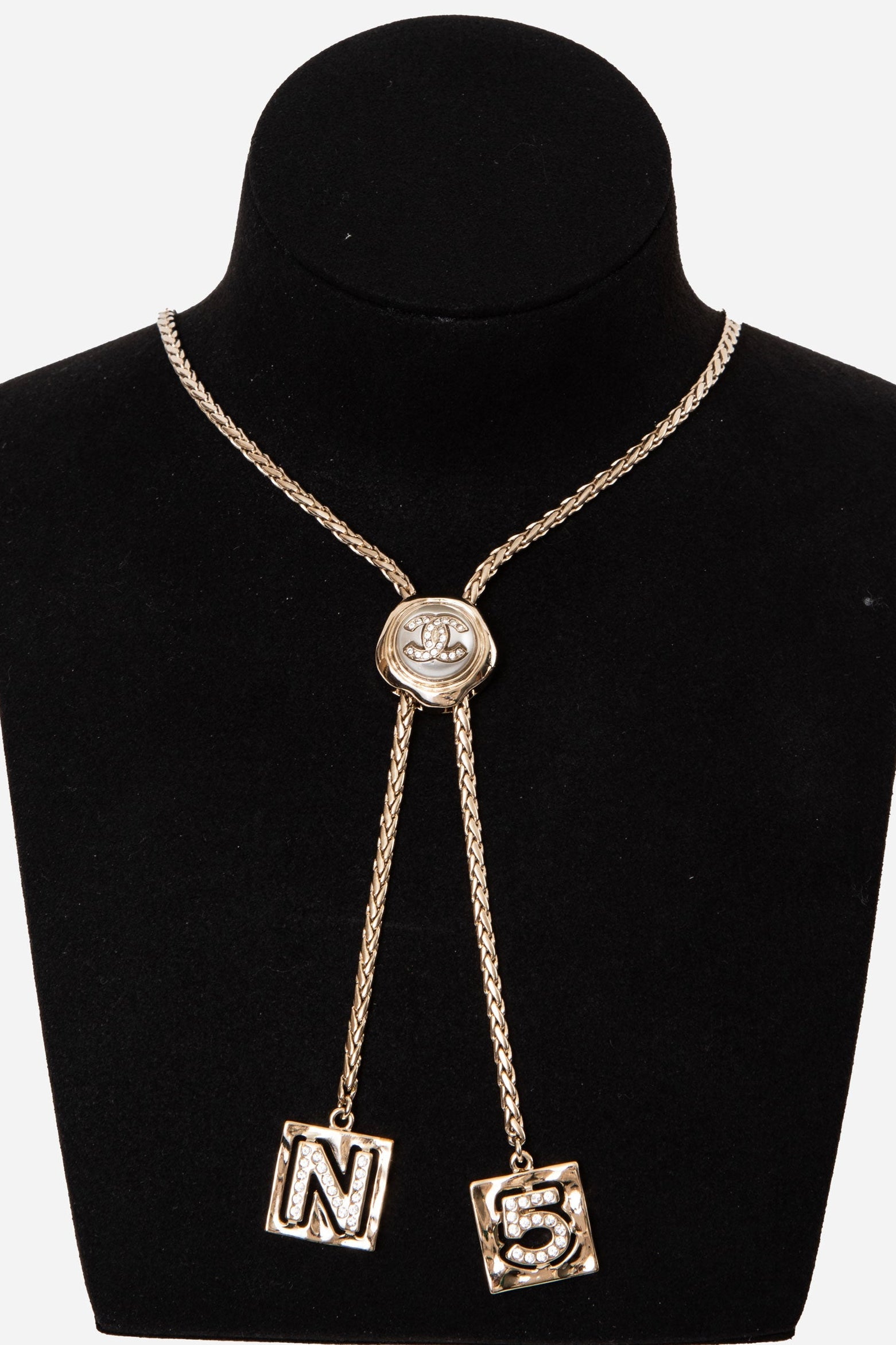 Pre-Owned Chanel 2022 CC Sliding Necklace with N&5 Charms
