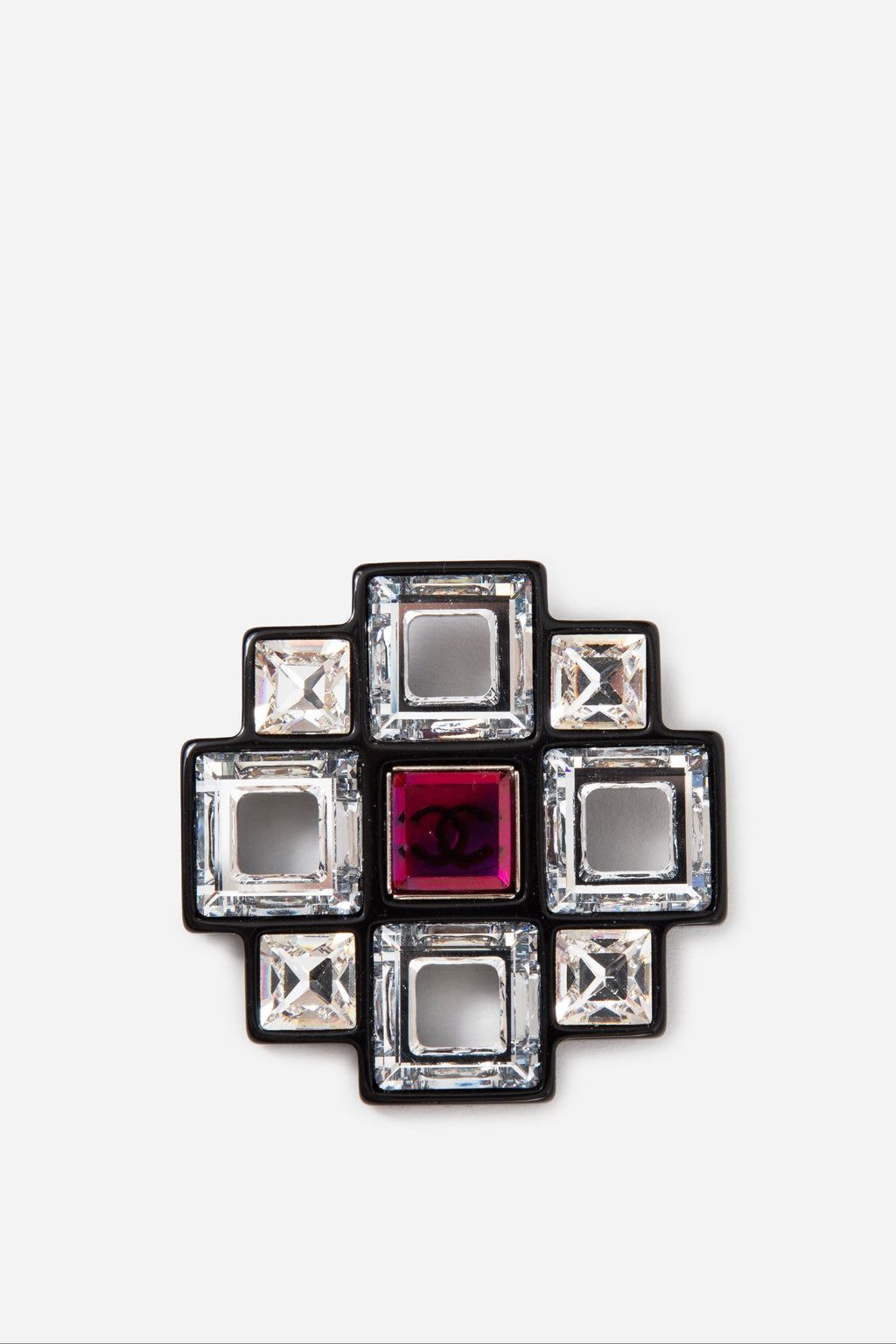 Pre-Owned Chanel 2017 Geometric Crystal Cross Brooch