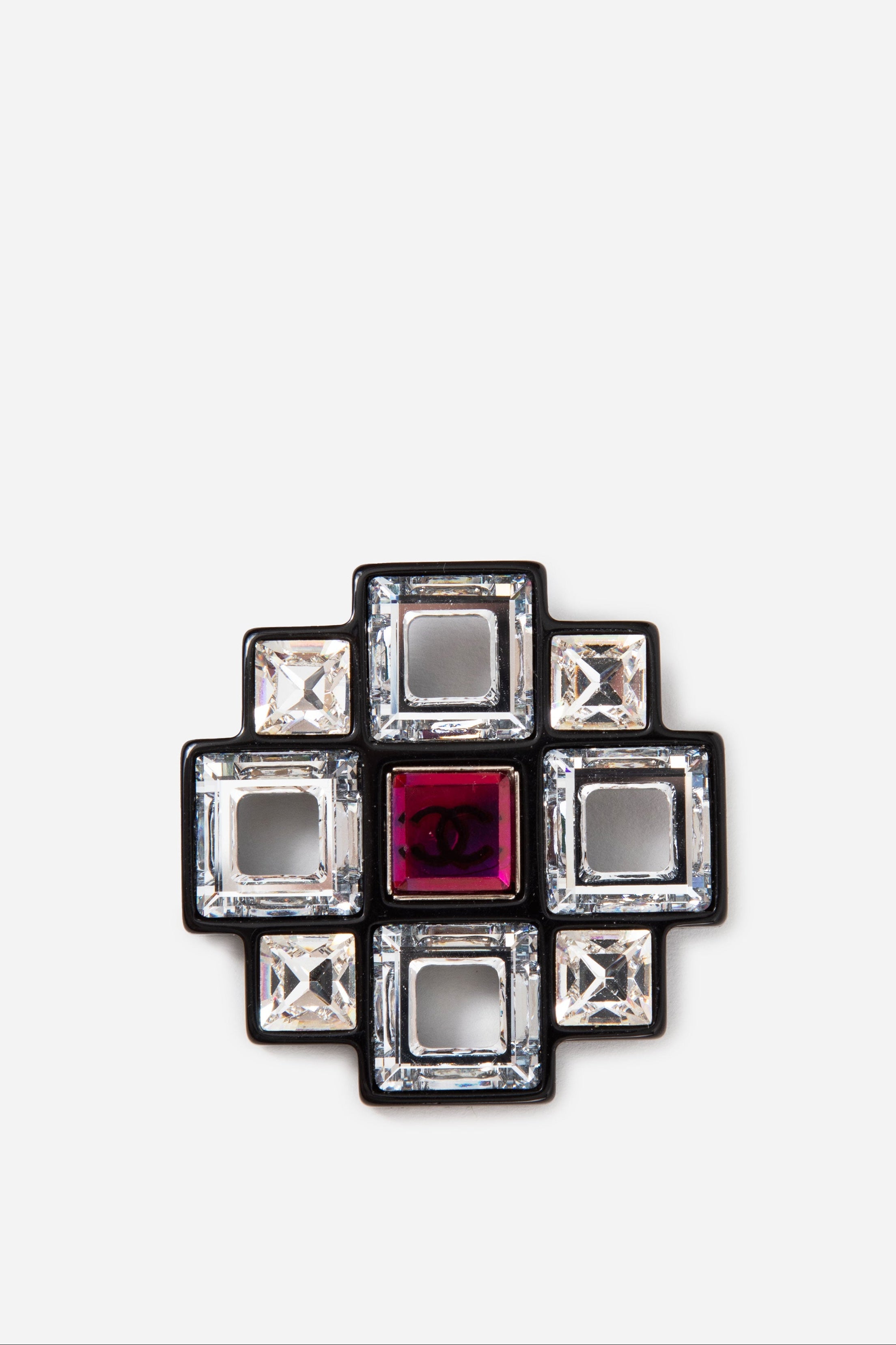 Pre-Owned Chanel 2017 Geometric Crystal Cross Brooch
