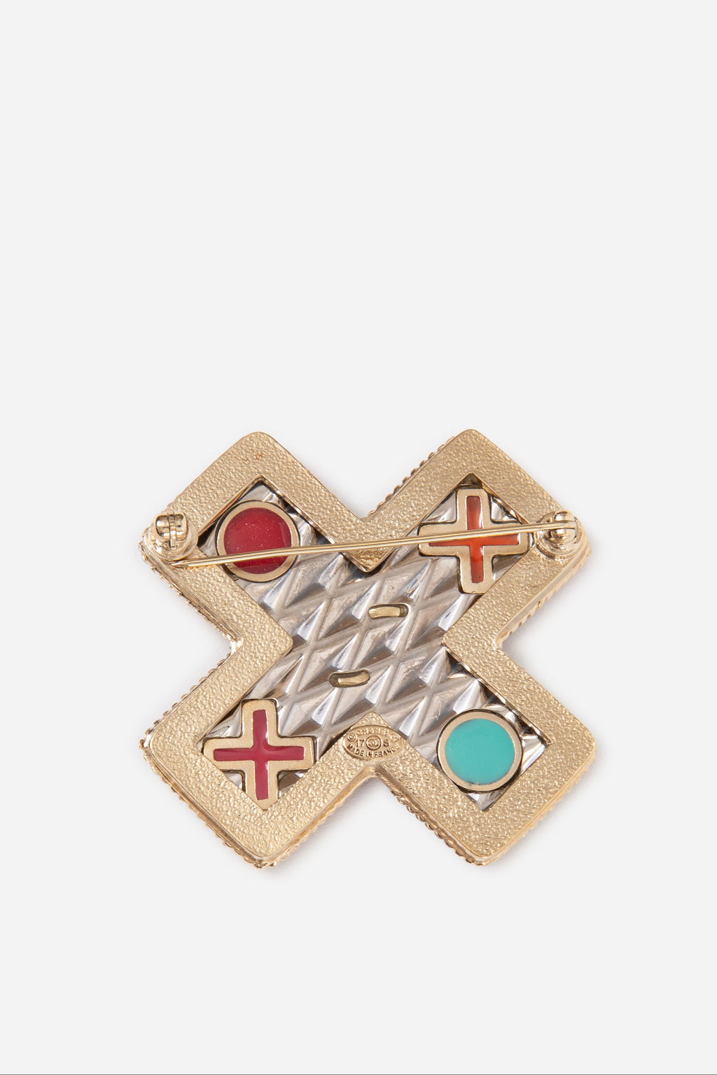 Pre-Owned Chanel 2017 Enamel & Resin Cross Brooch
