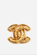 Pre-owned CHANEL 80's Quilted CC Brooch Small
