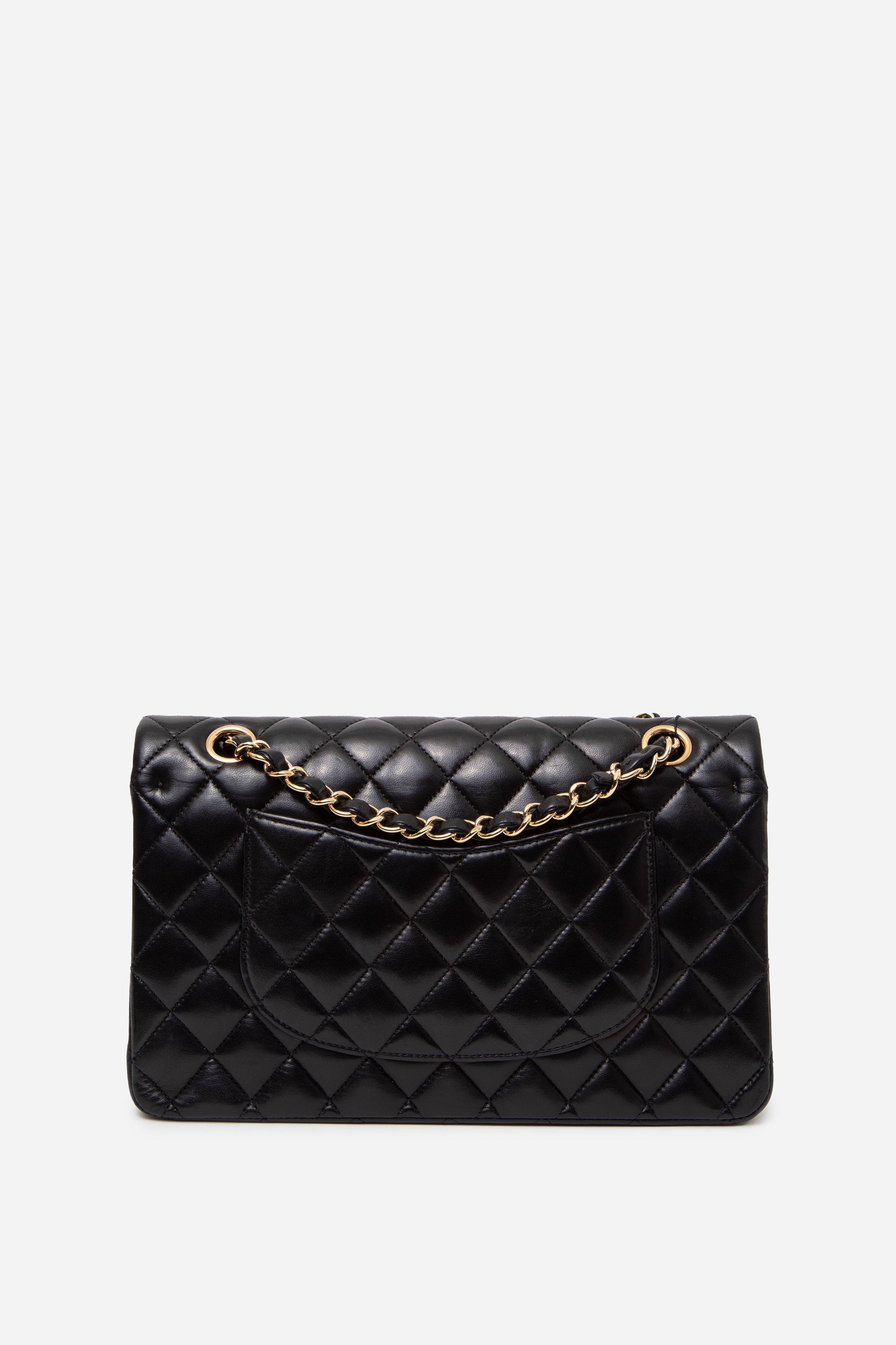 Pre-Owned Chanel 2013–2014 Black Lambskin Medium Classic Double Flap Bag
