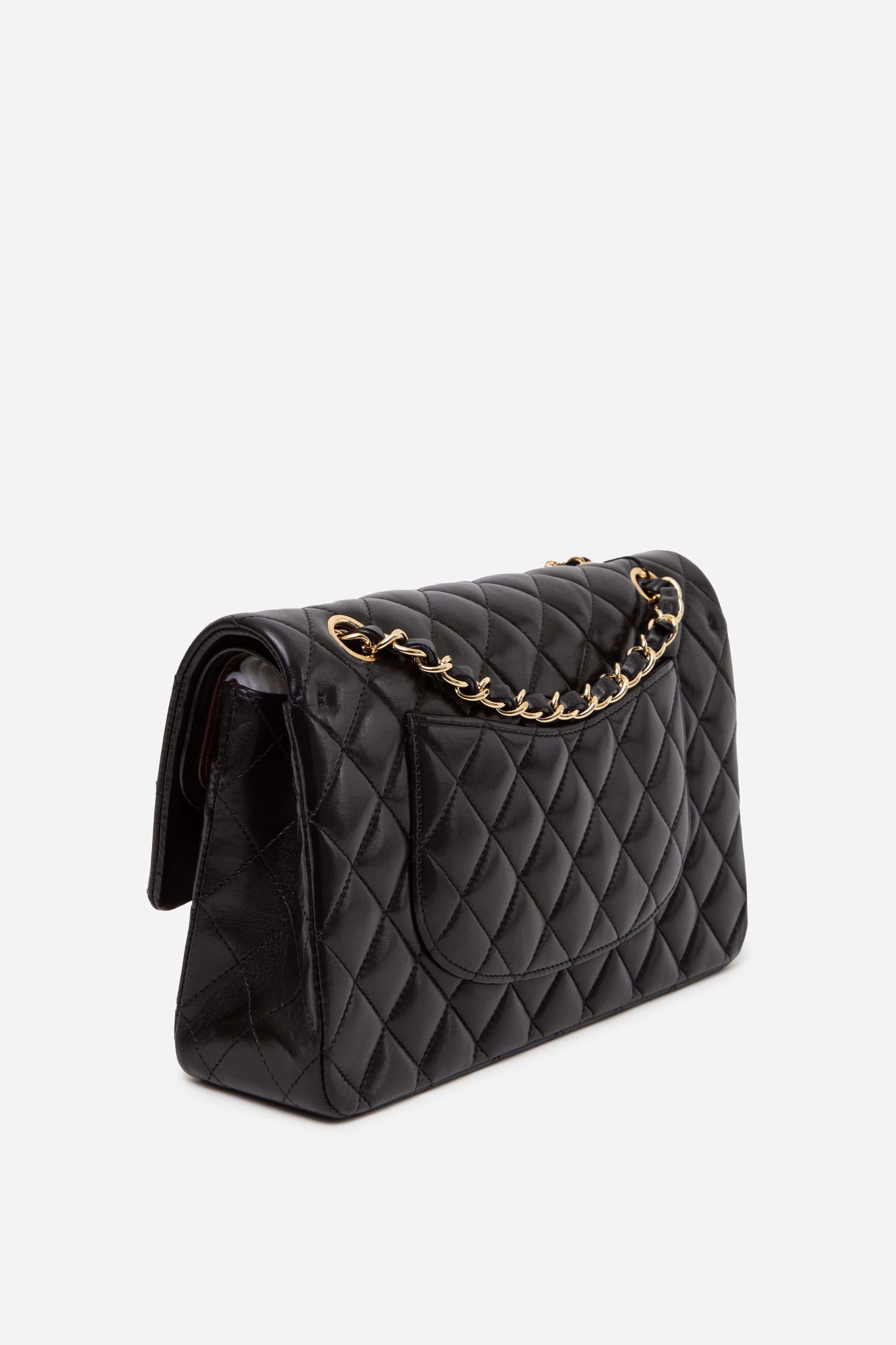 Pre-Owned Chanel 2013–2014 Black Lambskin Medium Classic Double Flap Bag