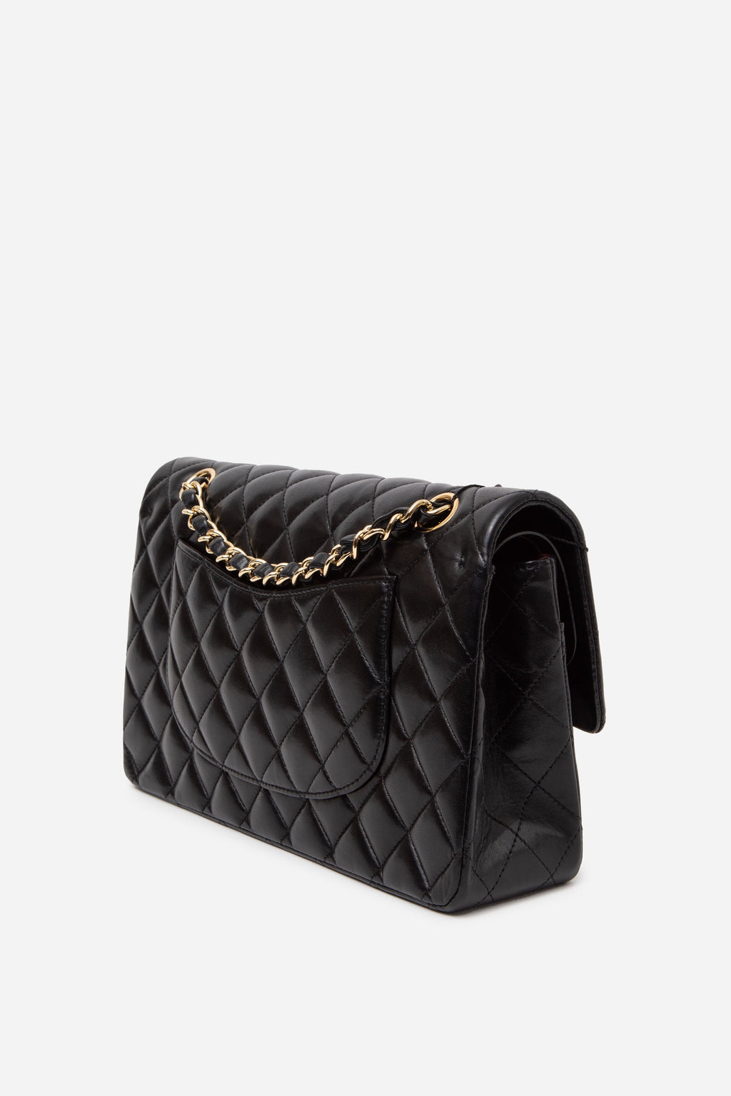 Pre-Owned Chanel 2013–2014 Black Lambskin Medium Classic Double Flap Bag