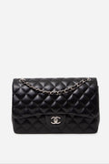 Pre-Owned Chanel 2014 Black Lambskin Classic Large Double Flap Bag