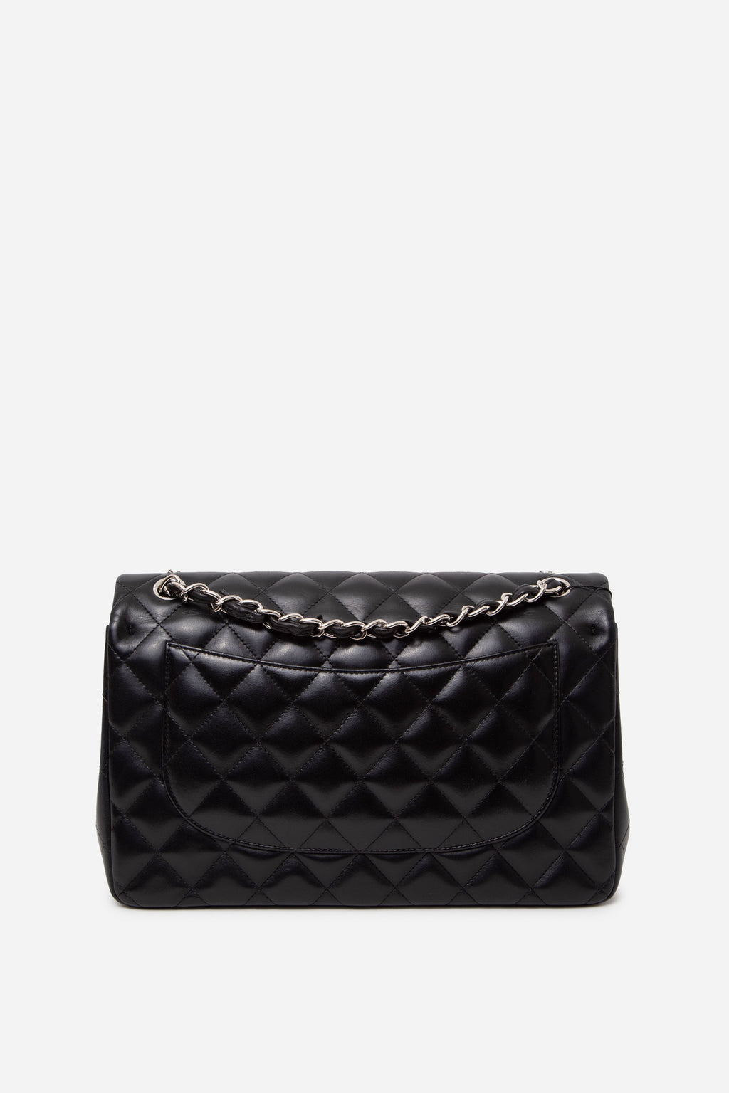 Pre-Owned Chanel 2014 Black Lambskin Classic Large Double Flap Bag
