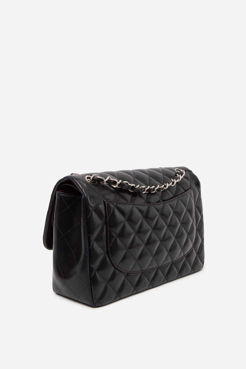 Pre-Owned Chanel 2014 Black Lambskin Classic Large Double Flap Bag