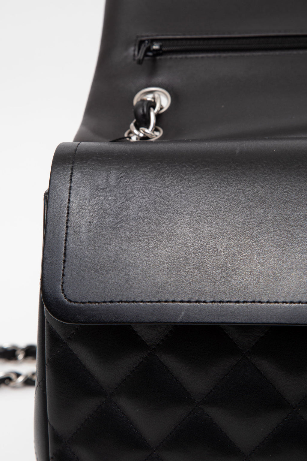 Pre-Owned Chanel 2014 Black Lambskin Classic Large Double Flap Bag