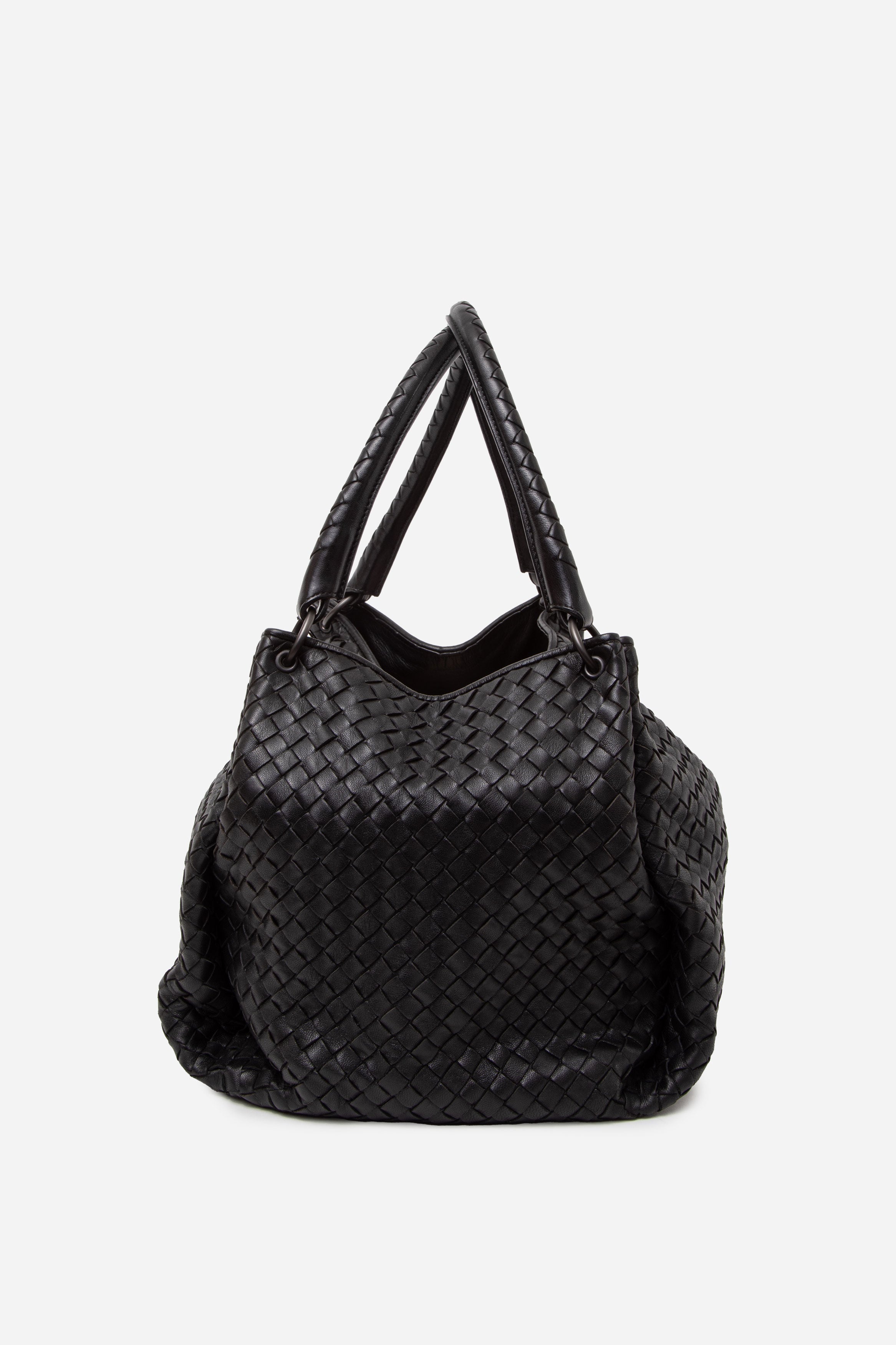 Bottega Veneta Black Nappa Intrecciato Parachute Bag