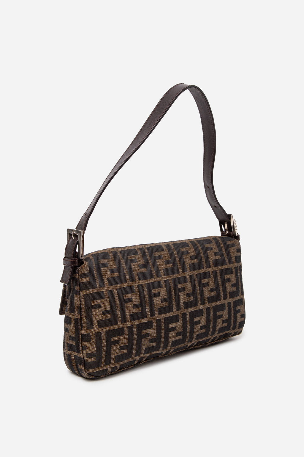 Fendi 2017 Brown Canvas FF Zucca Baguette Shoulder Bag