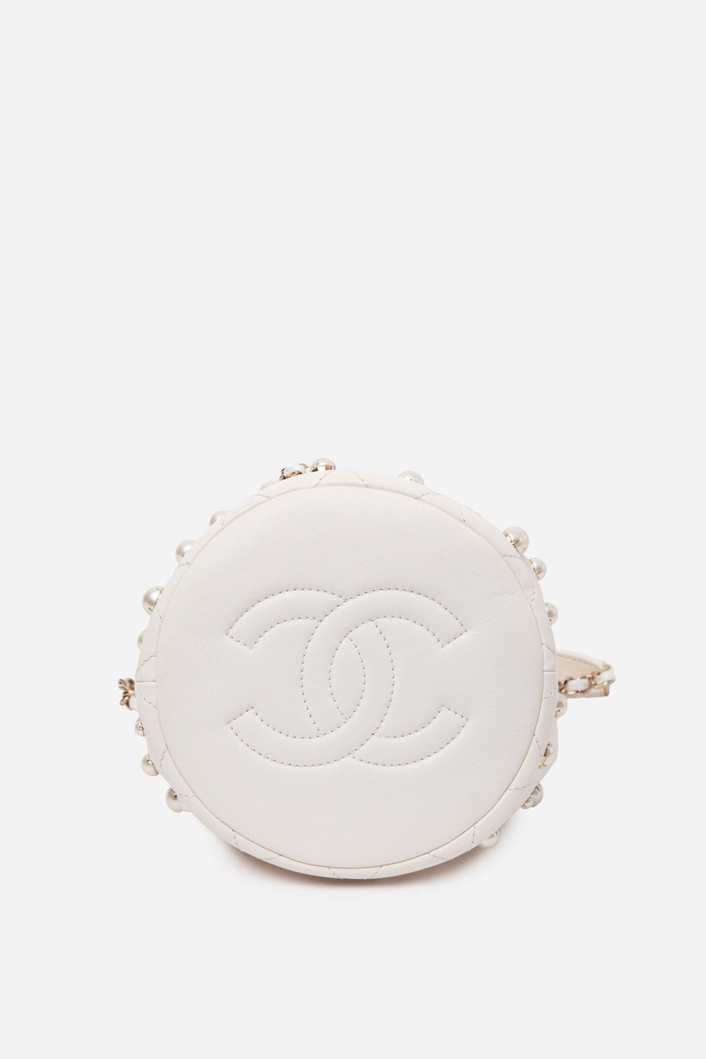 Pre-owned Chanel 2021 Lambskin Pearl Drawstring Bag