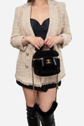 Pre-Owned Chanel 2023 Black Shearling Lambskin Quilted Vanity Case