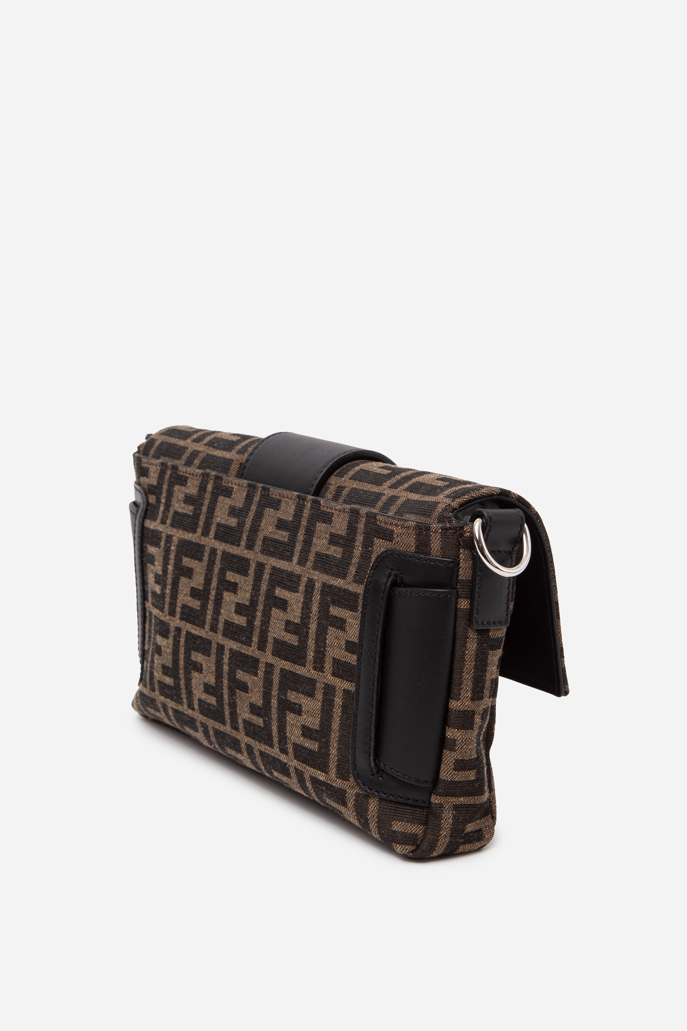 Fendi Brown Zucca Canvas Convertible Baguette Crossbody Bag